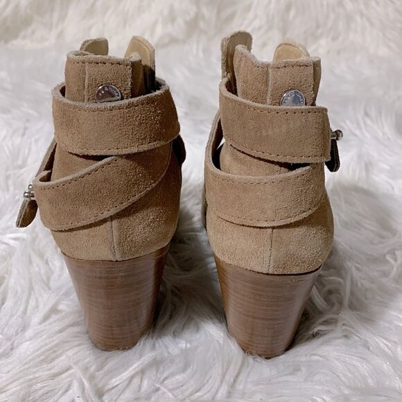RAG & Bone Harrow Suede Ankle Boots Bootie Ankle Straps Hazel Tan women sz 37 - Picture 4 of 9